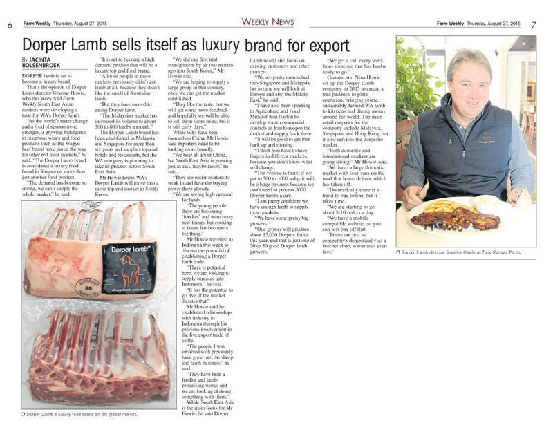 Dorper Lamb sells itself as a luxury band for export